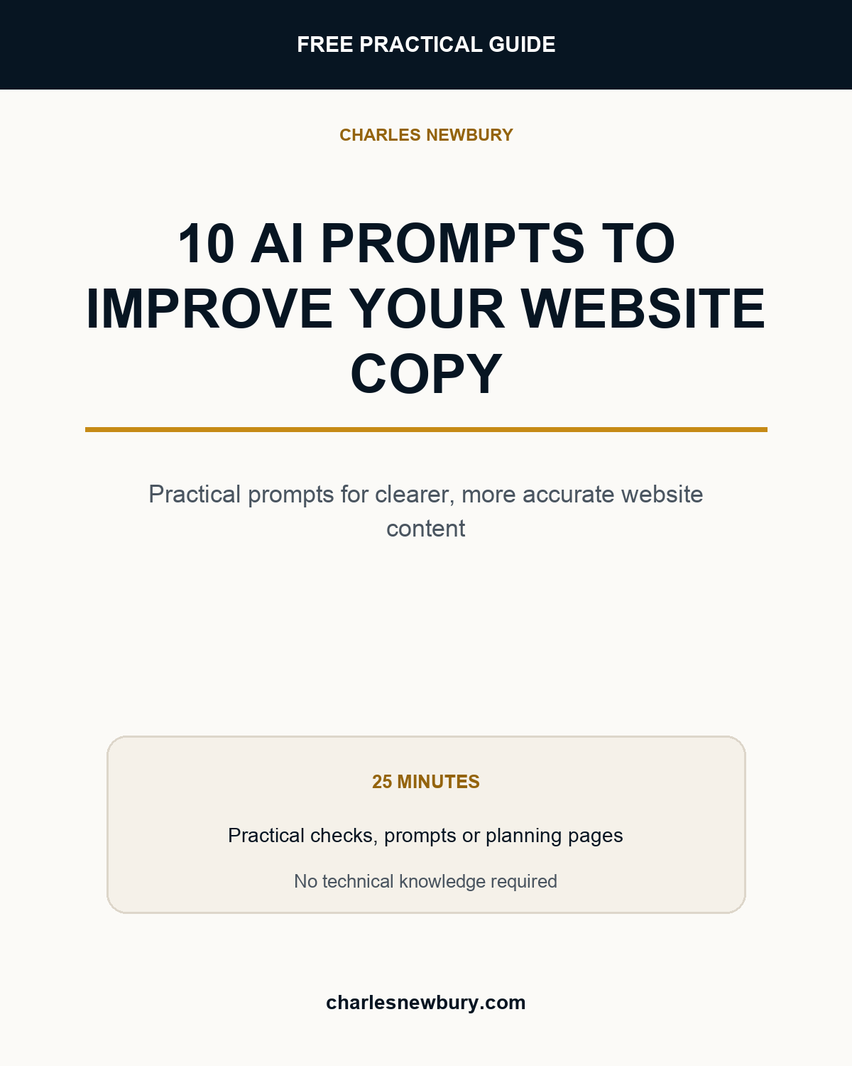 10 AI Prompts to Improve Your Website Copy free guide cover