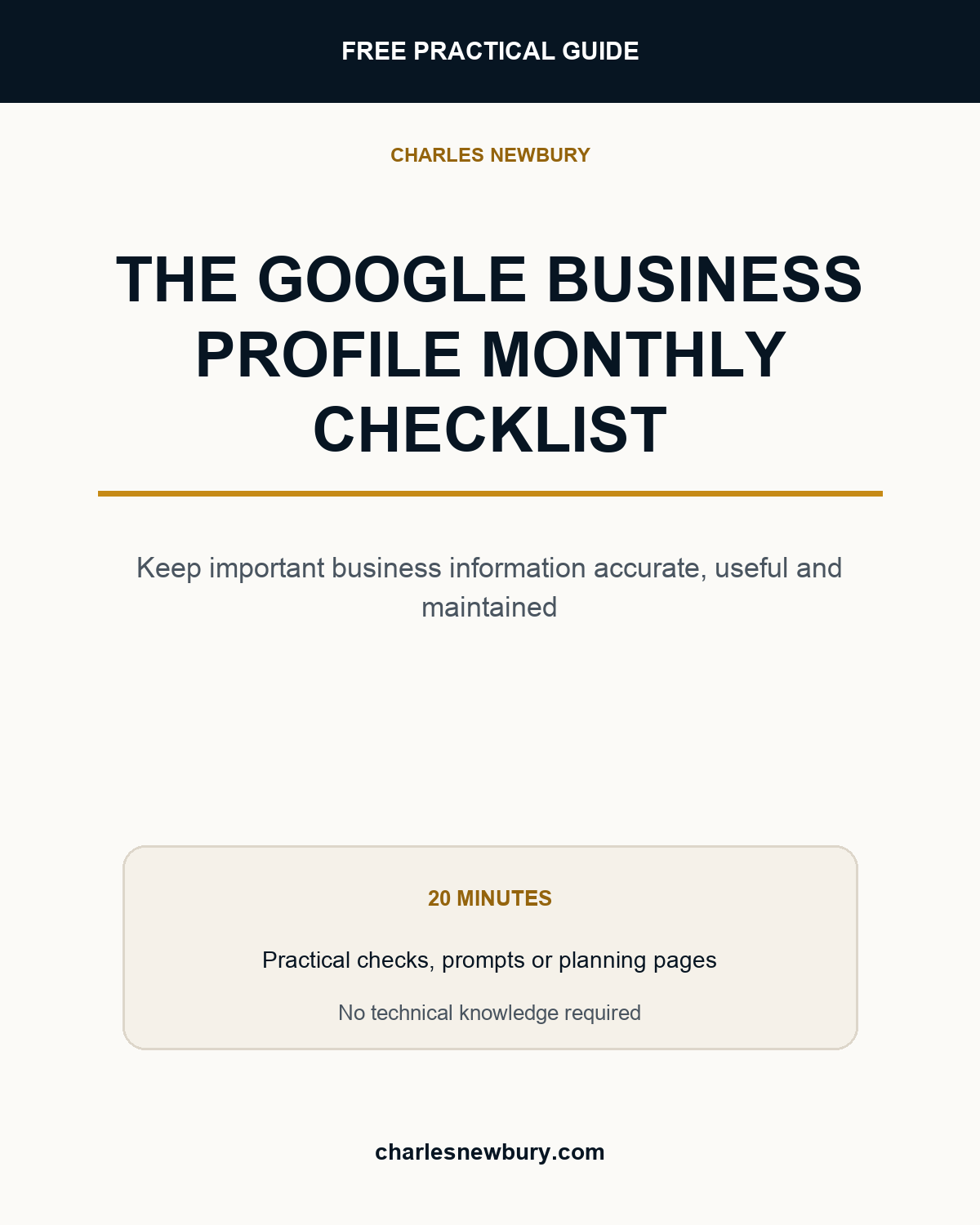 The Google Business Profile Monthly Checklist free guide cover